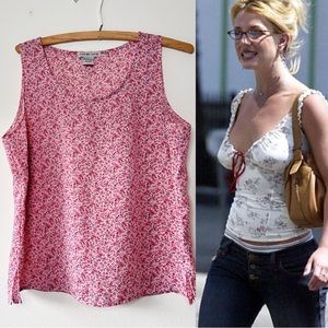 Ditzy floral pink Y2K vintage sleeveless tank lightweight top